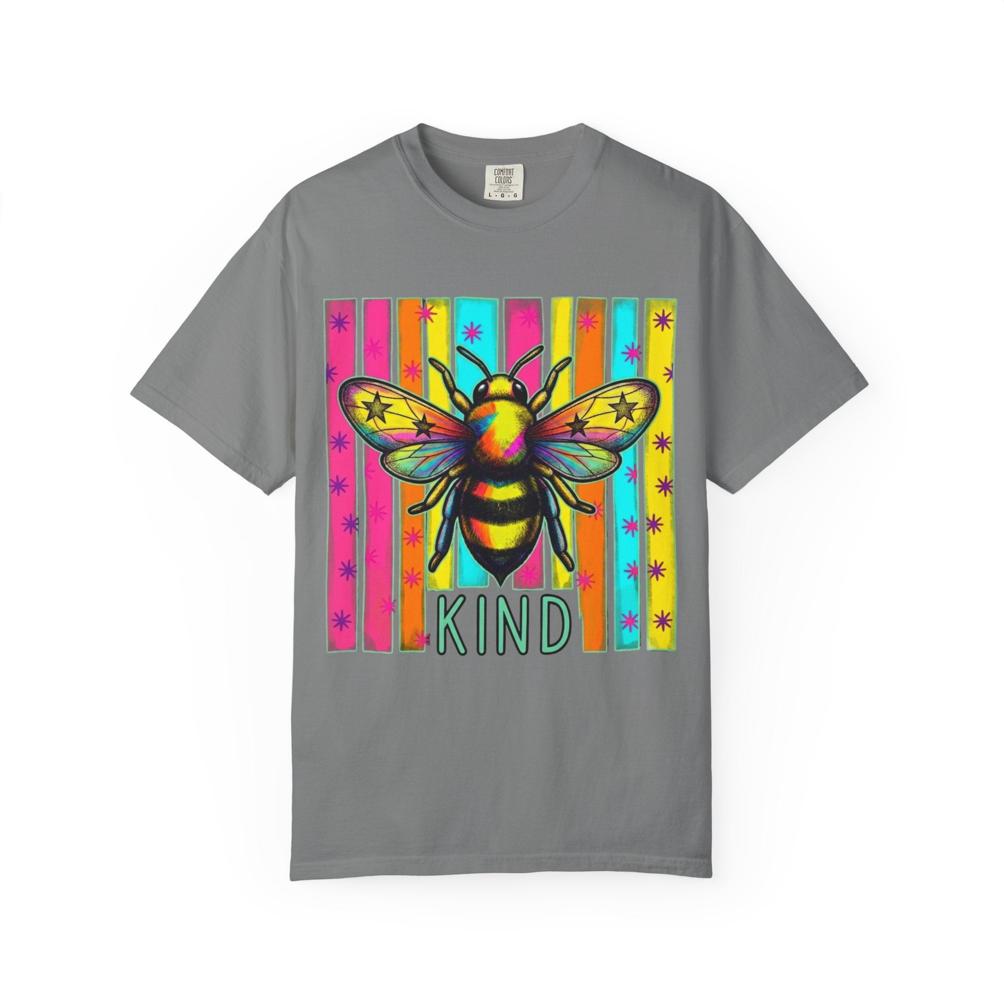 Bee Kind T Shirt Colorful Retro Striped Graphic Tee
