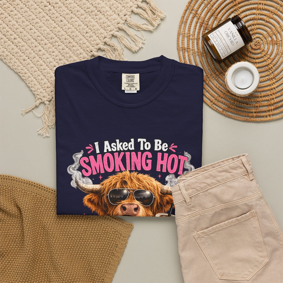 Menopause Smoking Hot T-Shirt Funny Cow with Sunglasses & Drink