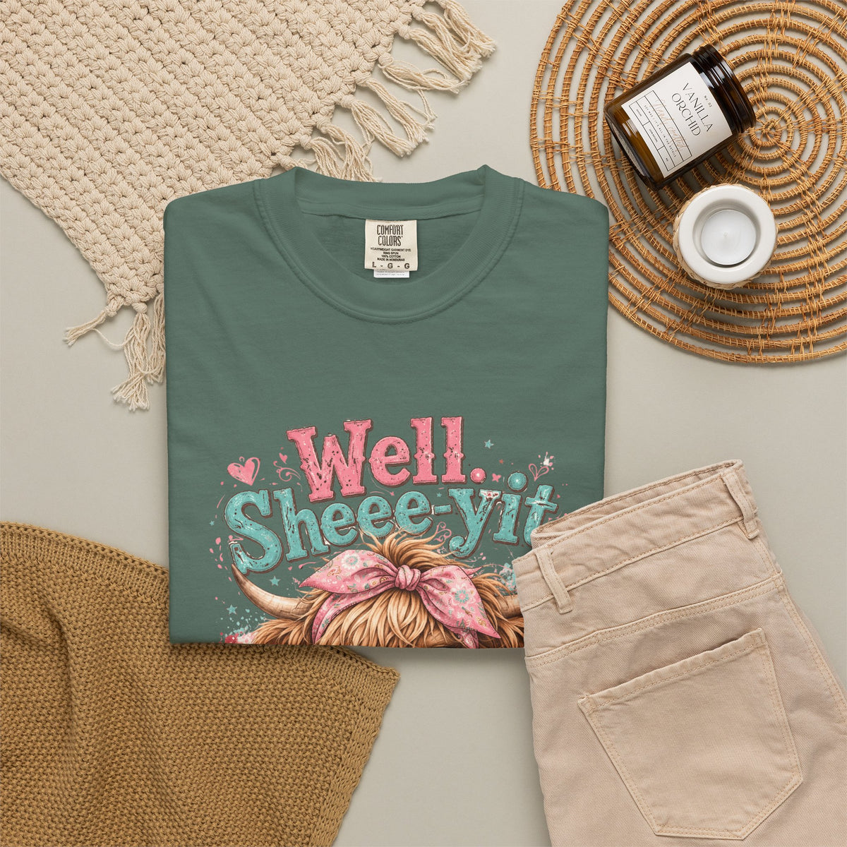 T-Shirt Well Sheey it Cute Highland Cow Graphic Tee