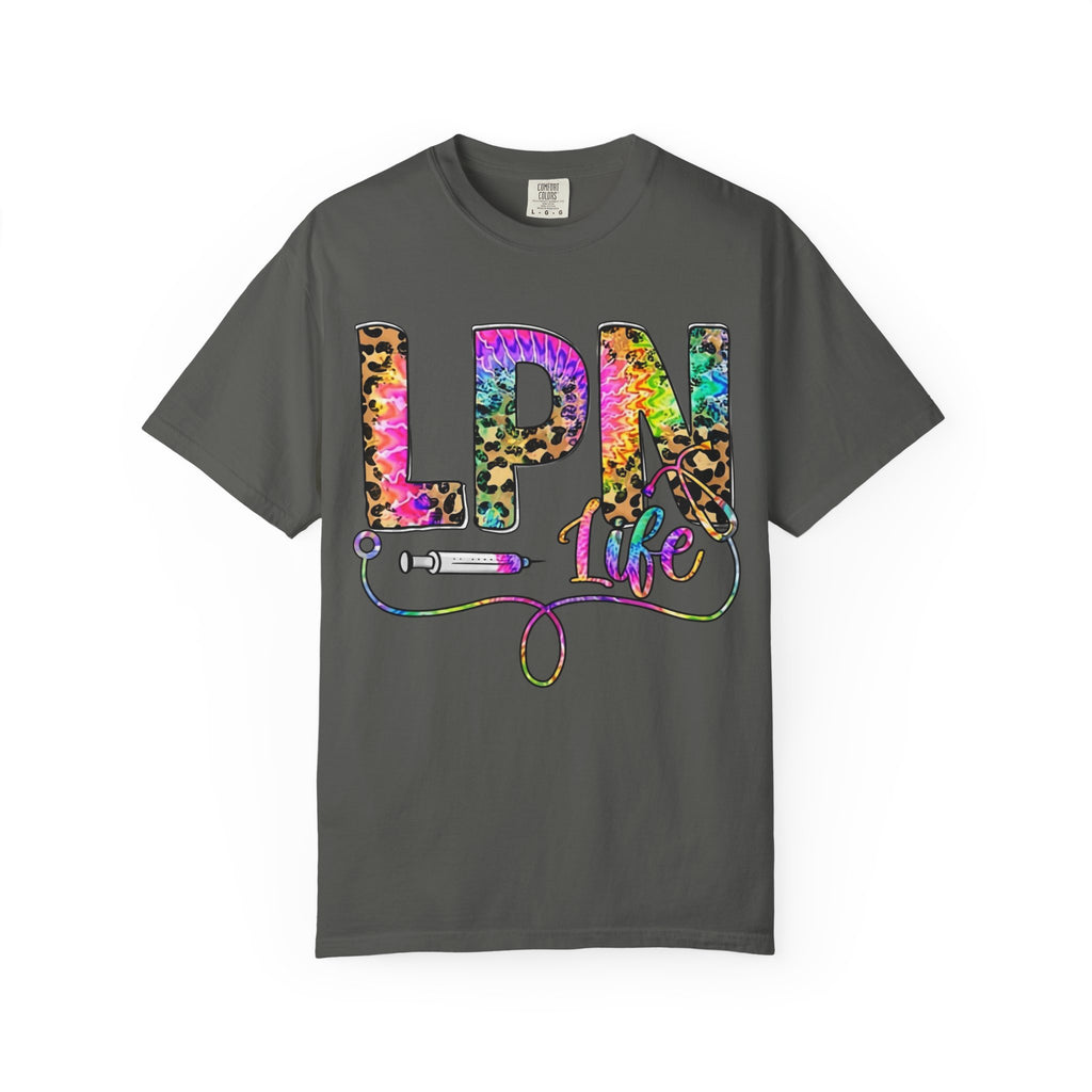 LPN Life T Shirt Colorful Leopard Stethoscope Nursing Tee