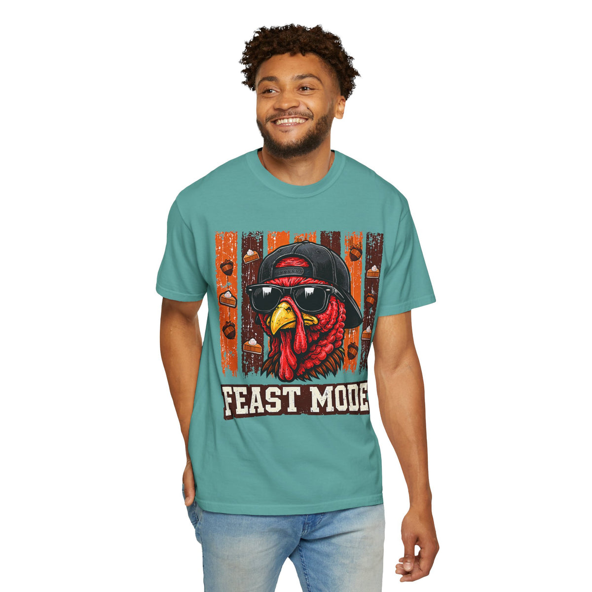 Feast Mode Turkey Tee Shirt Funny Thanksgiving Graphic Tee