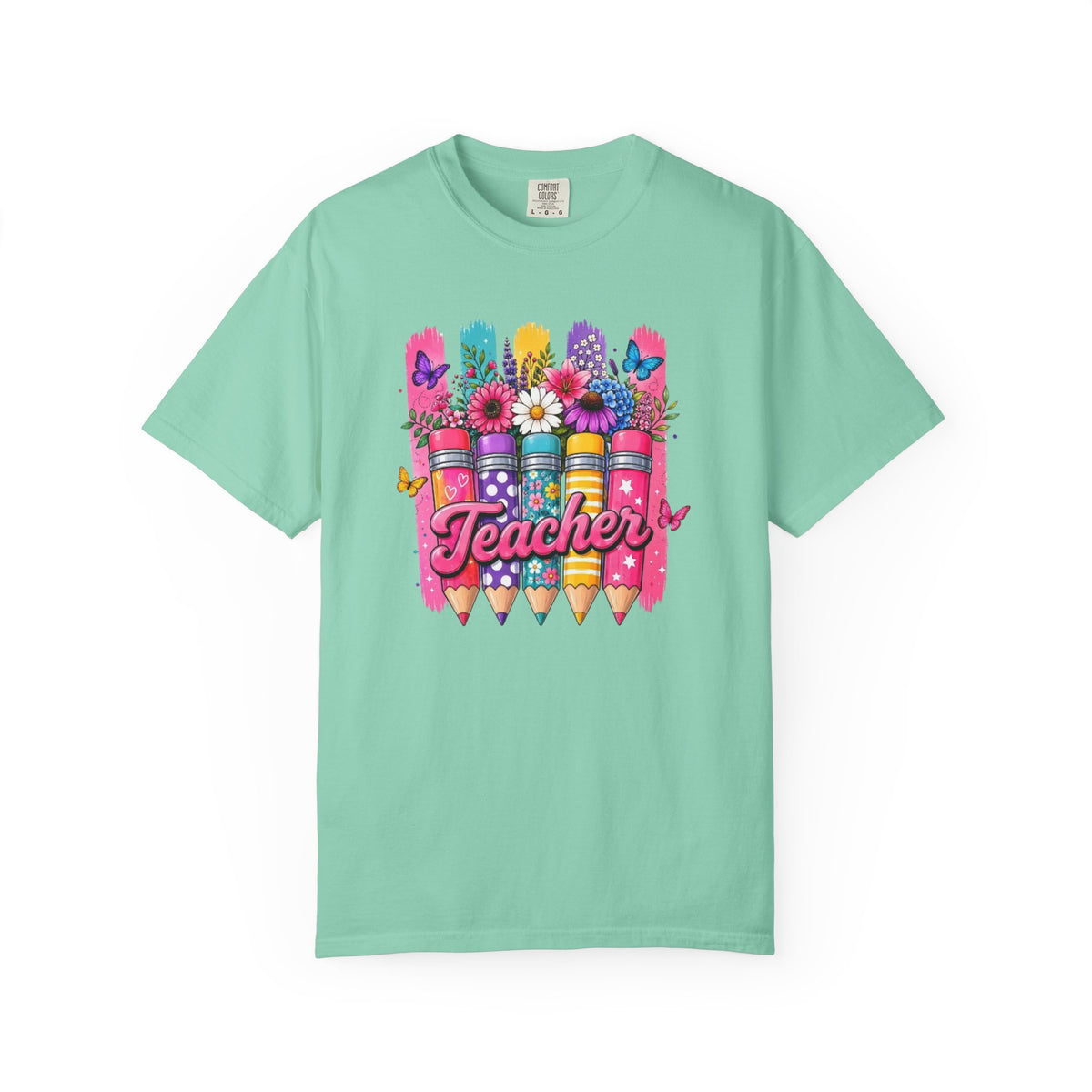 Colorful Pencil Bouquet Teacher T Shirt | Floral School Design