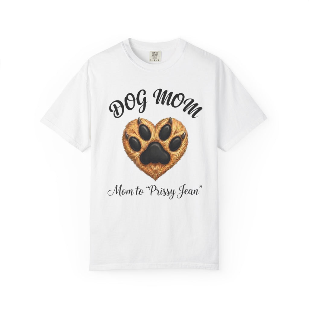 Dog Mom T-Shirt Heart Paw Print Mom to your DOGS name Pet Lover Tee
