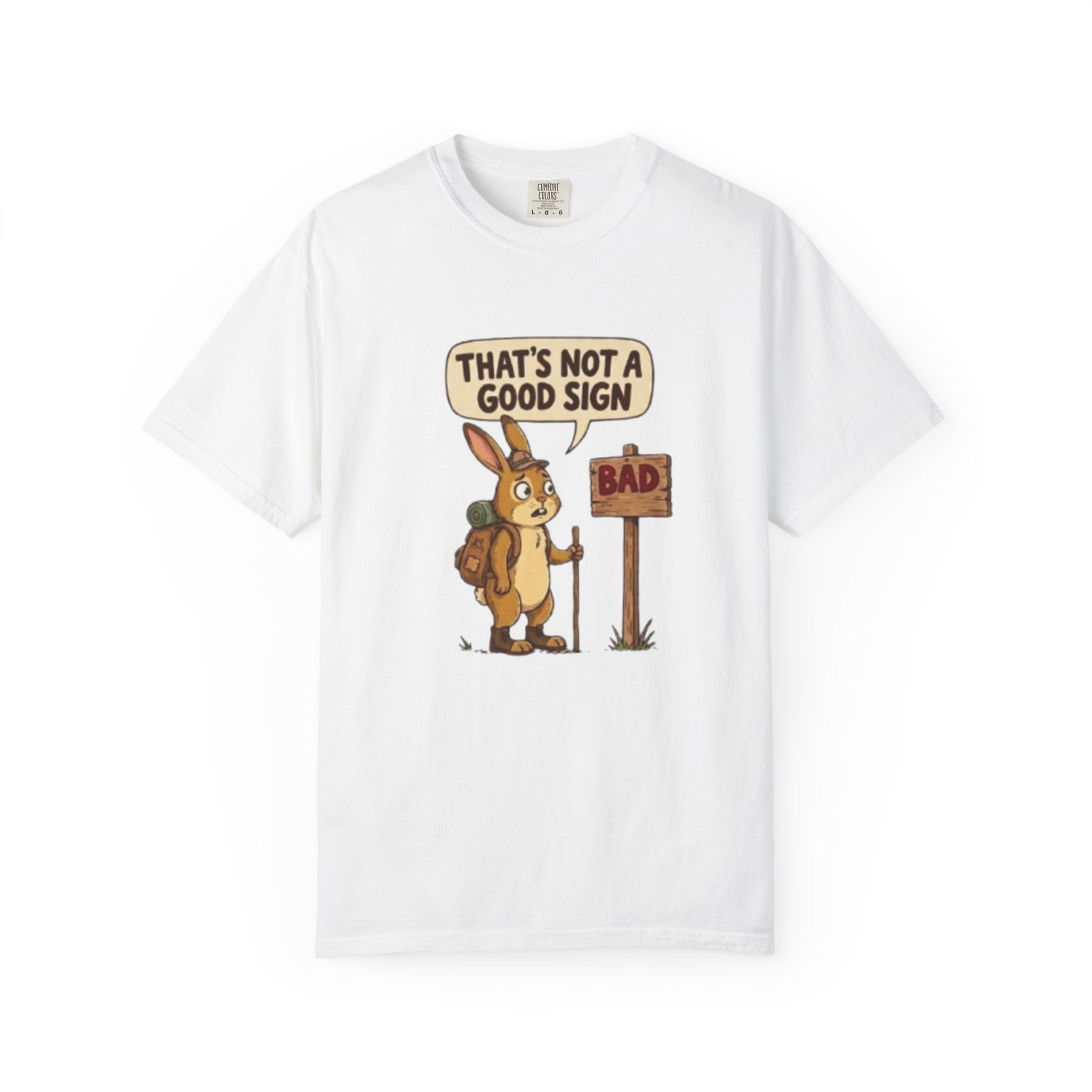 Funny Rabbit T Shirt That’s Not a Good Sign Hiking Bunny Graphic Tee