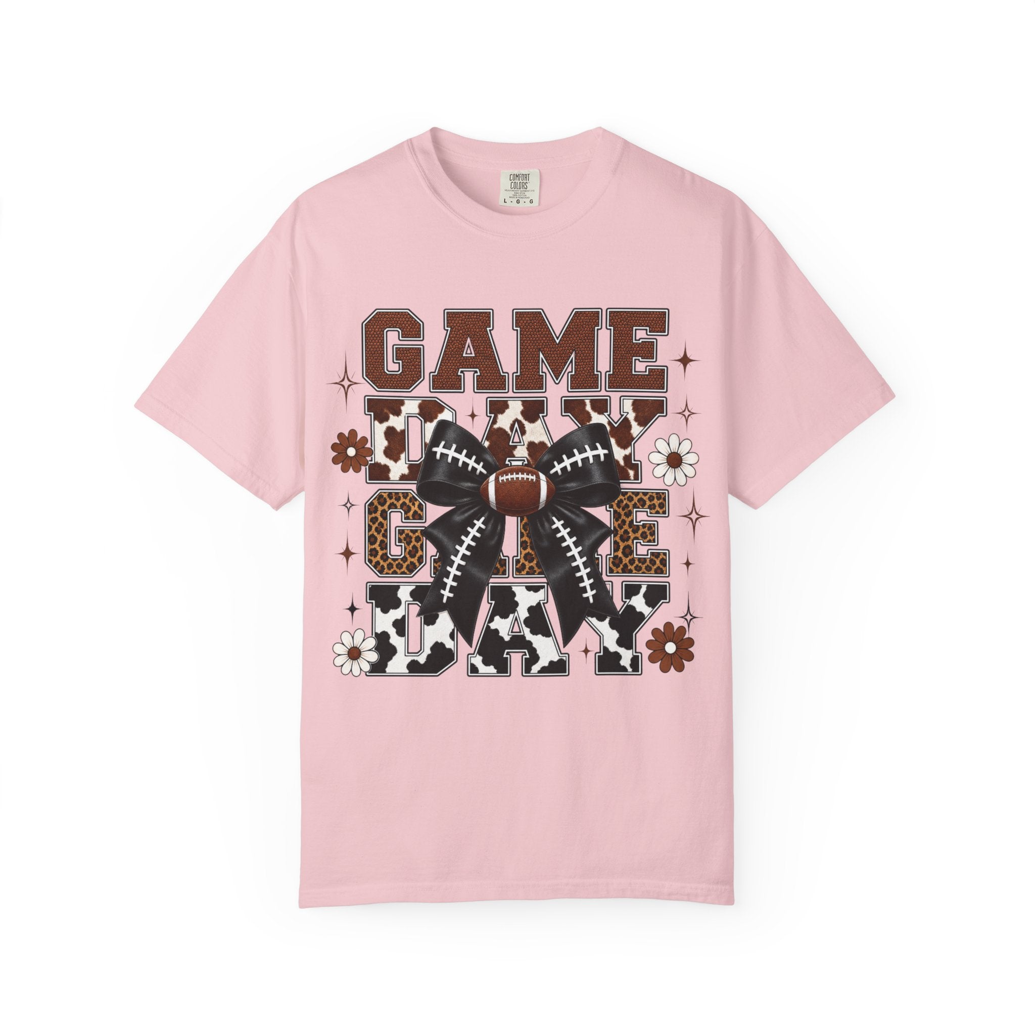 Game Day Football T Shirt Retro Bow and Floral Tailgate Tee