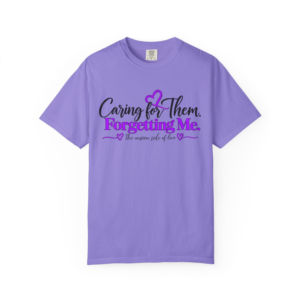 Caring for Them Forgetting Me T shirt | Alzheimer Awareness Purple Ribbon