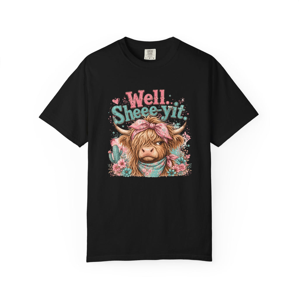 T-Shirt Well Sheey it Cute Highland Cow Graphic Tee