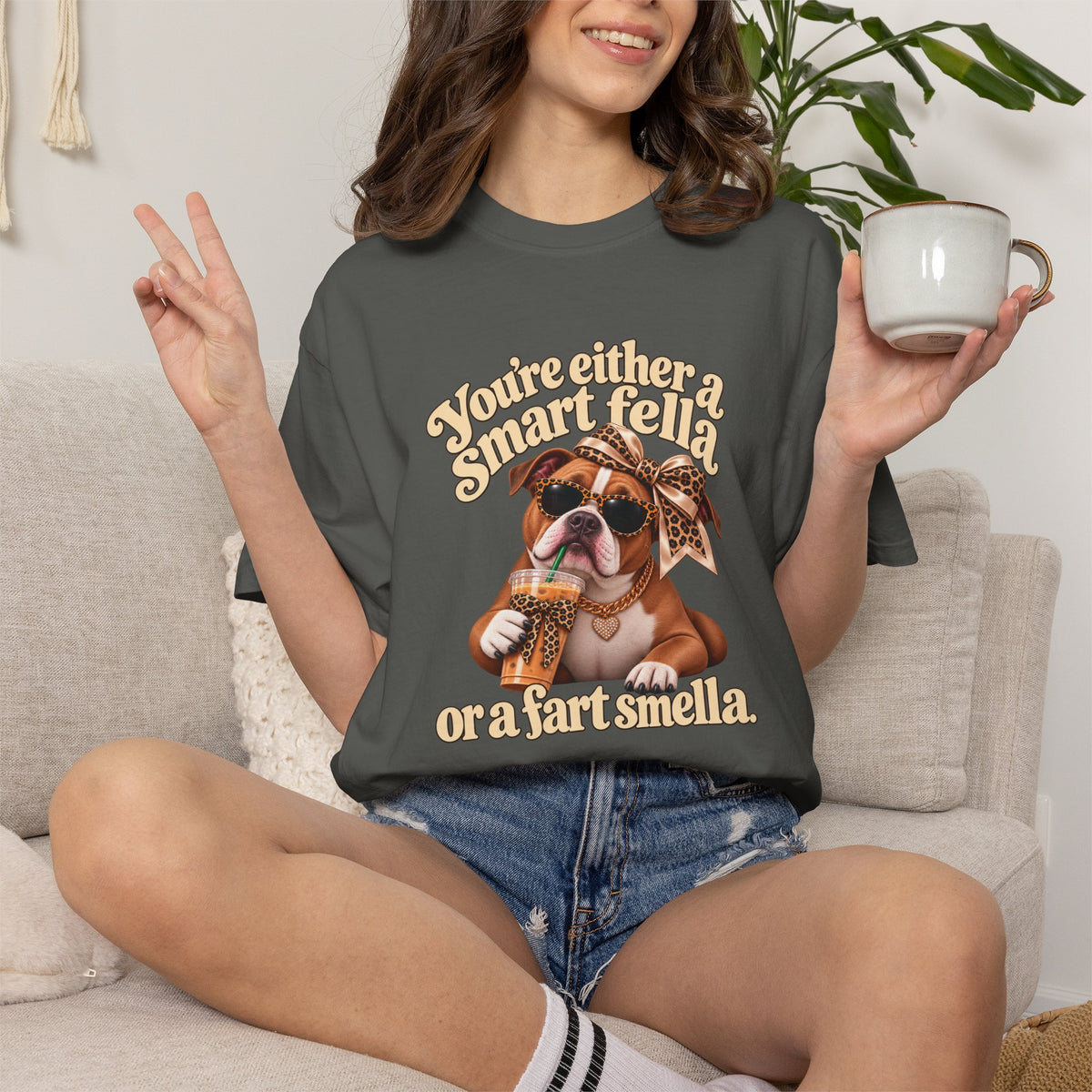 Funny Pitbull Shirt, Smart Fella Fart Smella Tee, Sarcastic Dog Mom Shirt, Coquette Dog Graphic Tee, Funny Dog Lover Gift