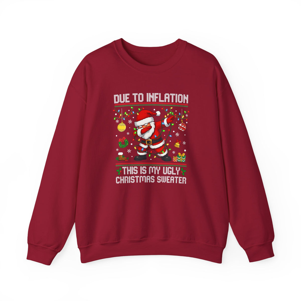 Due to Inflation Ugly Christmas Sweater, Funny Santa Sweatshirt, Dabbing Santa Christmas Shirt, Holiday Party Sweater, Christmas Gift