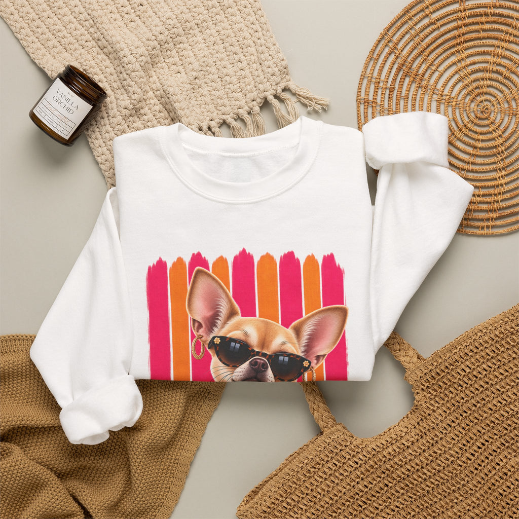 Chihuahua Sweatshirt, Unique Dog Lover Gift, Sassy Chihuahua Mom Sweater, Colorful Artsy Dog Apparel, Original Boutique Pet Lover Gift