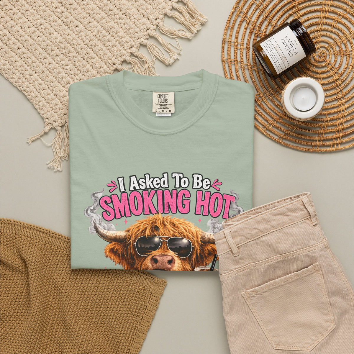 Menopause Smoking Hot T-Shirt Funny Cow with Sunglasses & Drink