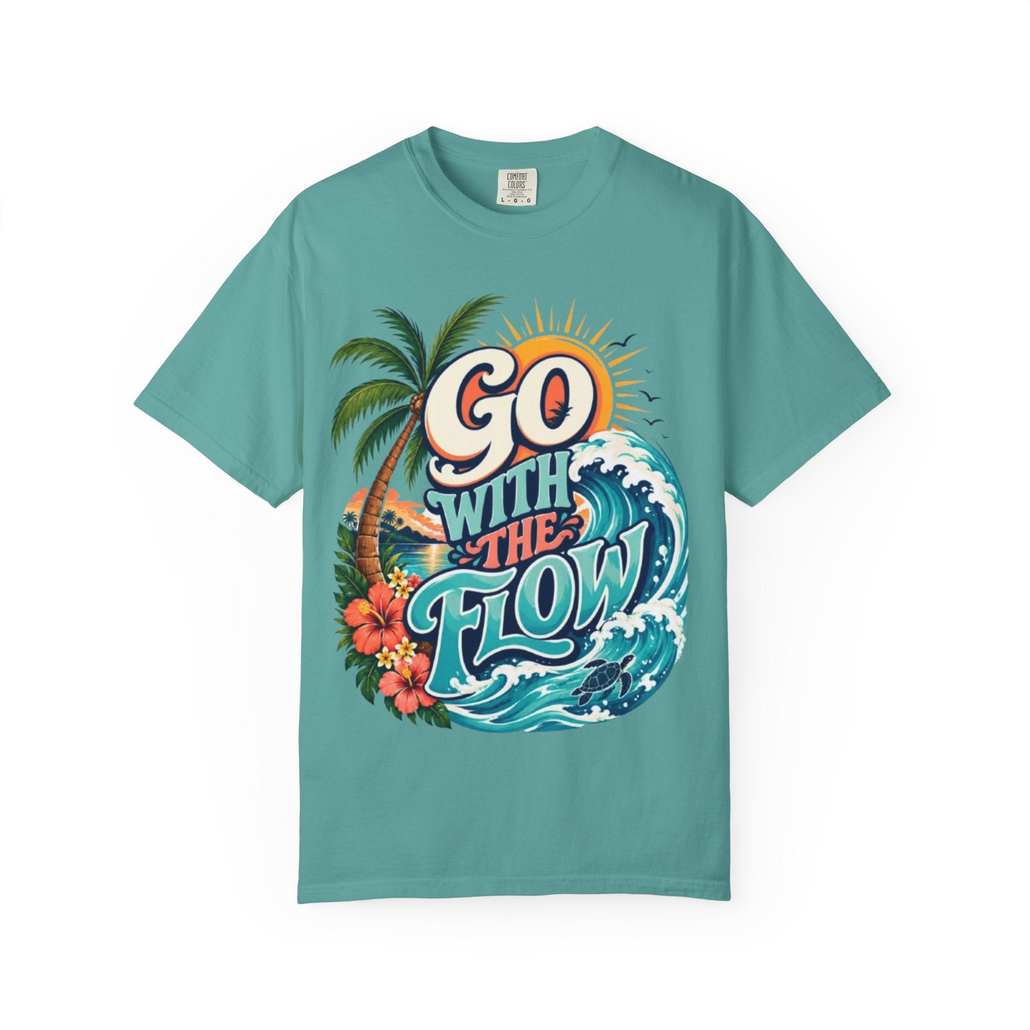Go With The Flow T-Shirt Tropical Surf Graphic Tee
