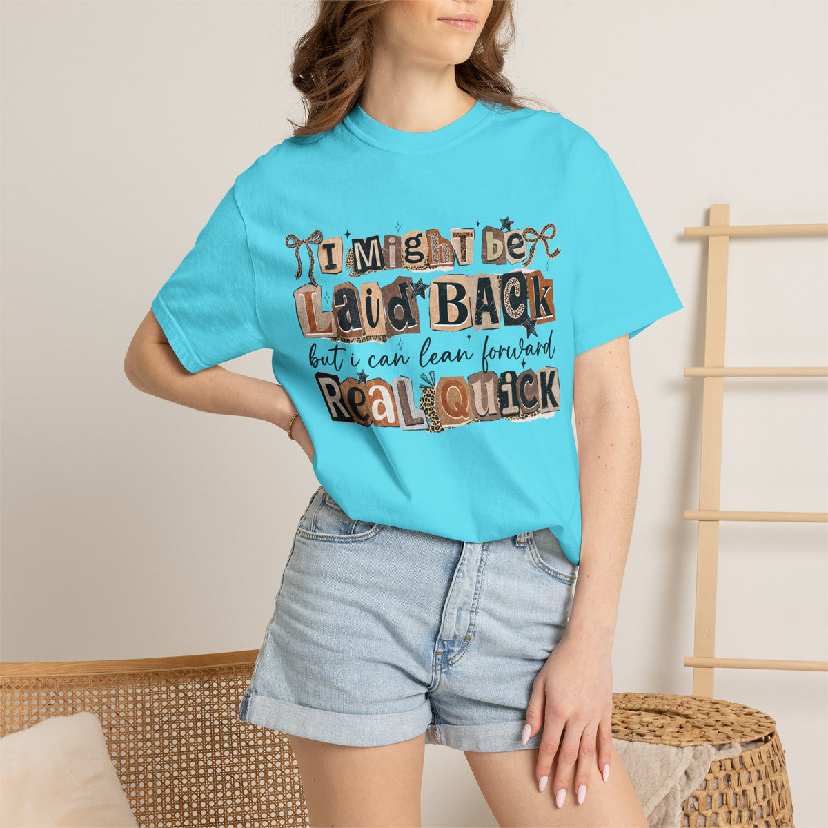 Laid Back but can Lean Forward Real Quick Graphic Tee Casual Vintage Inspired Funny Shirt