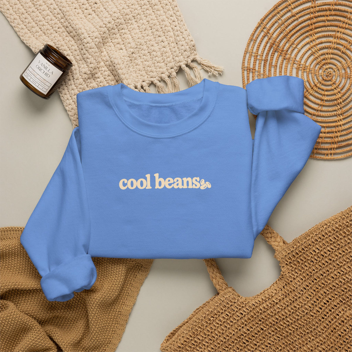cool beans text Crewneck Sweatshirt | minimalist typography, black sweatshirt