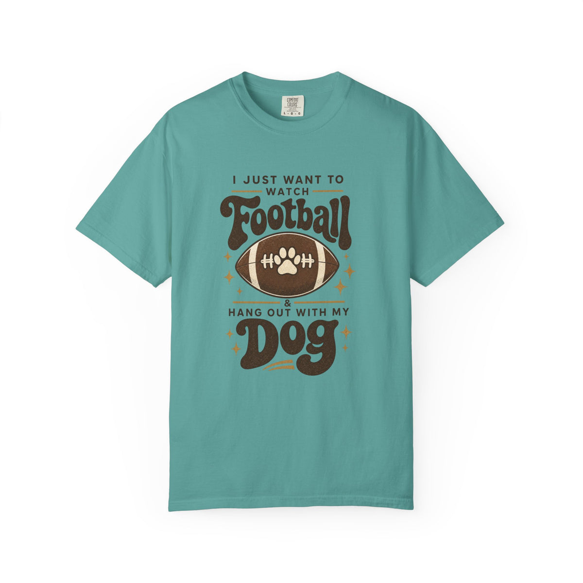 Football and Dog T Shirt I Just Want to Watch Football and Hang Out With My Dog Graphic Tee