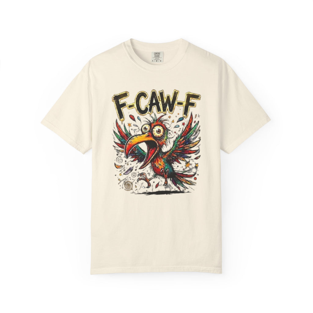 F-CAW-F Cartoon Parrot T-Shirt Colorful Tropical Bird Graphic Tee