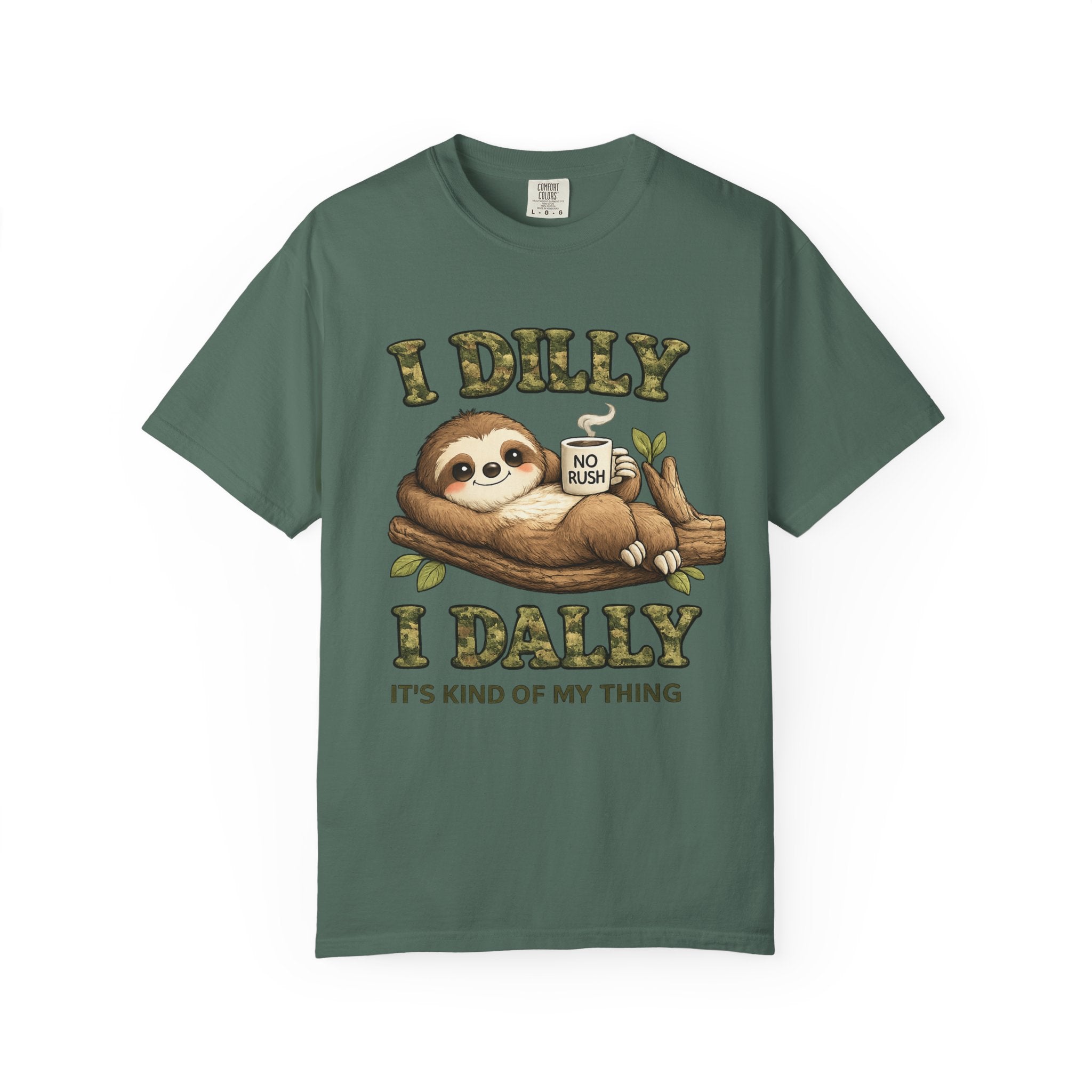 Sloth I Dilly I Dally Relaxed T-Shirt Funny Lazy Day Graphic Tee