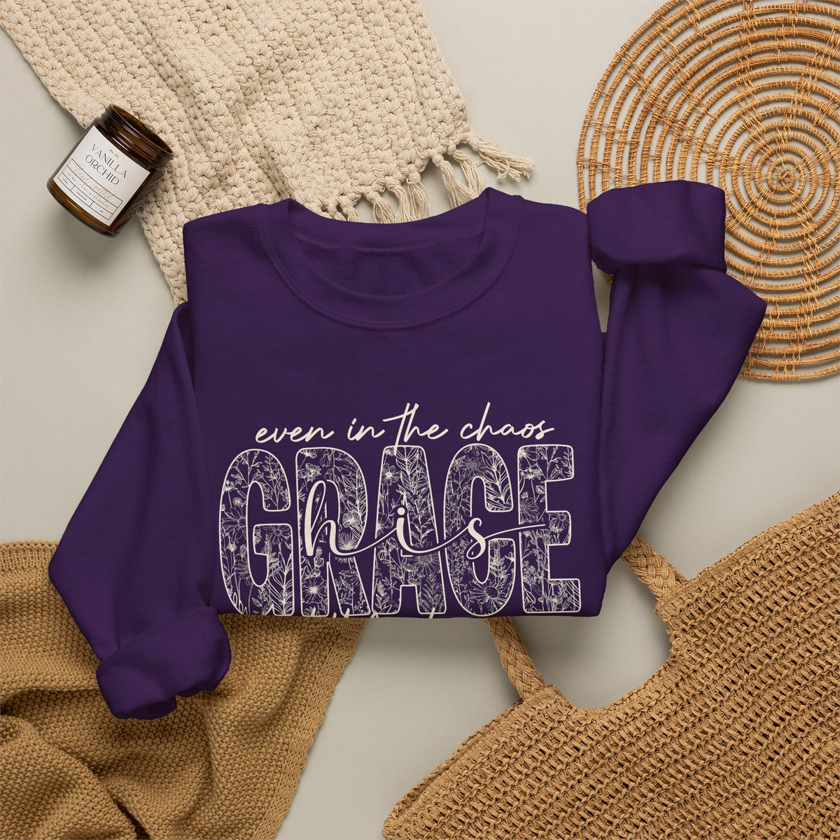 Even in the Chaos Grace Still Finds Me Sweatshirt, Christian Faith Crewneck, Inspirational Floral Grace Sweater, Religious Gift for Women