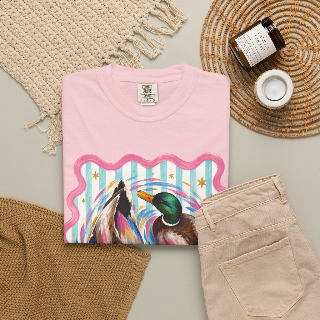 Mallard Duck Art T Shirt Colorful Paired Ducks Graphic Tee