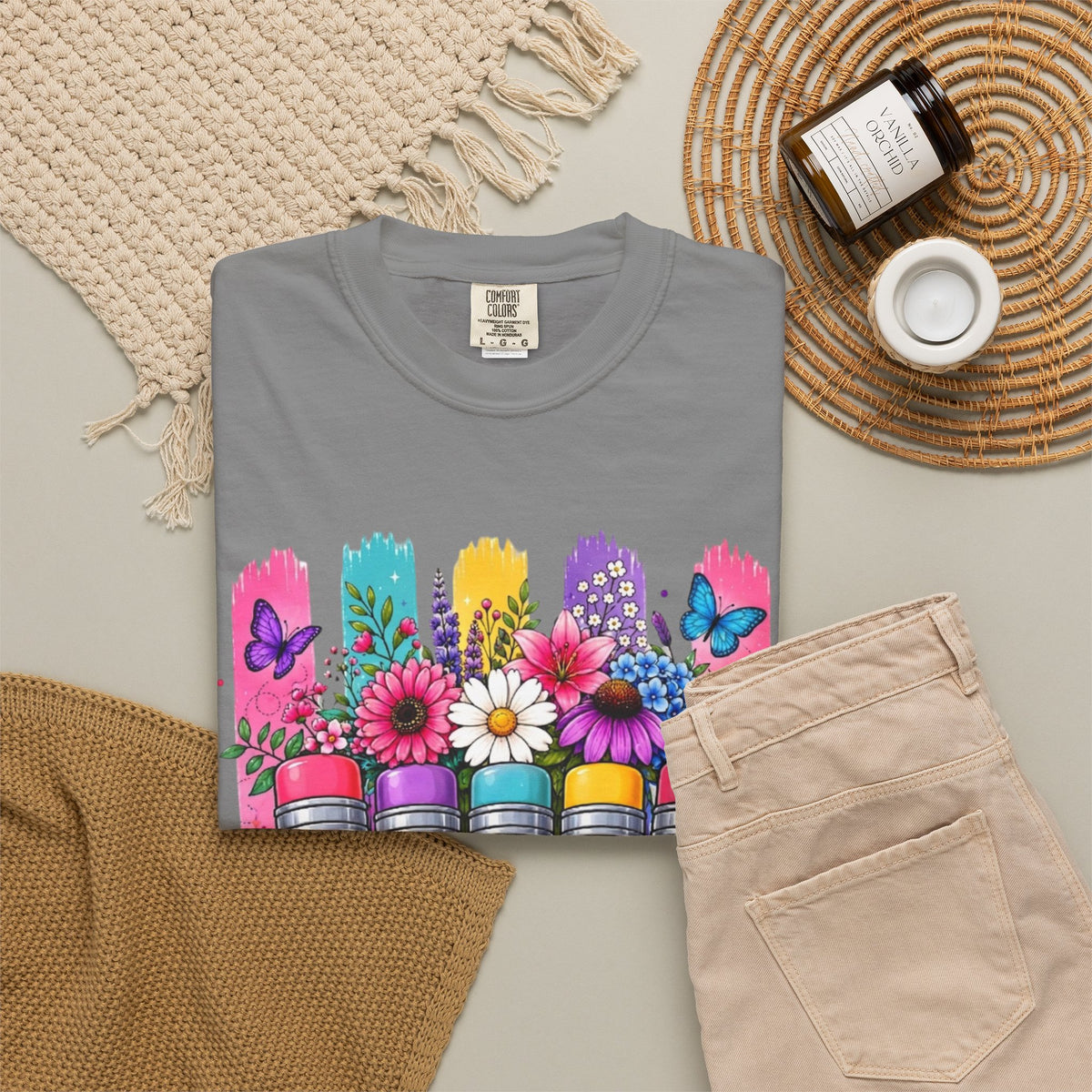 Teacher Pencil Bouquet T Shirt Colorful Floral Back to School Gift