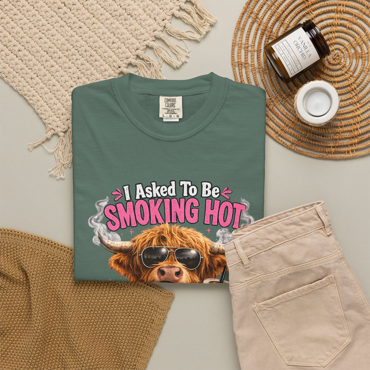 Menopause Smoking Hot T-Shirt Funny Cow with Sunglasses & Drink