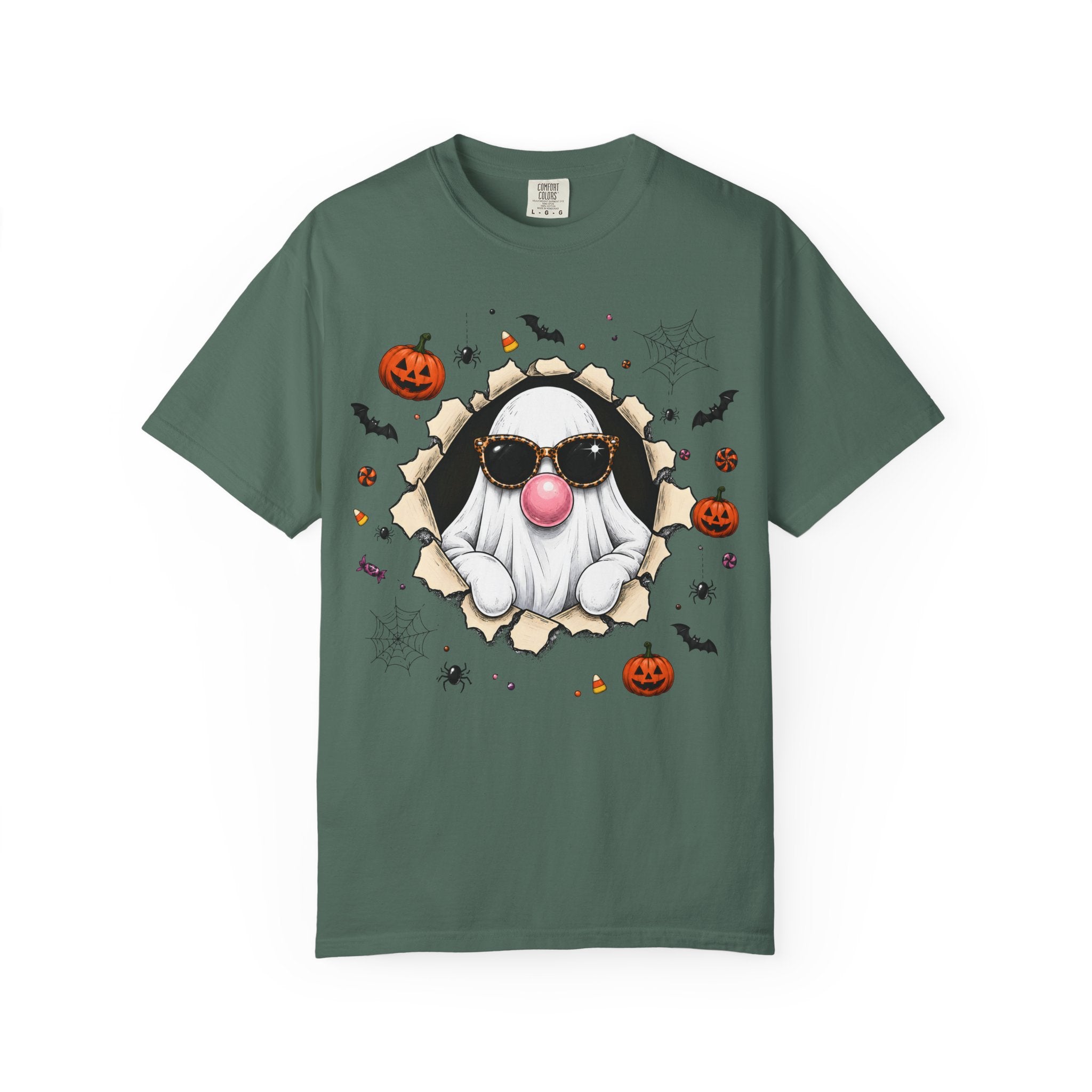 Halloween Gnome T-Shirt Funny Bubblegum Ghost and Leopard Butt Graphic Tee