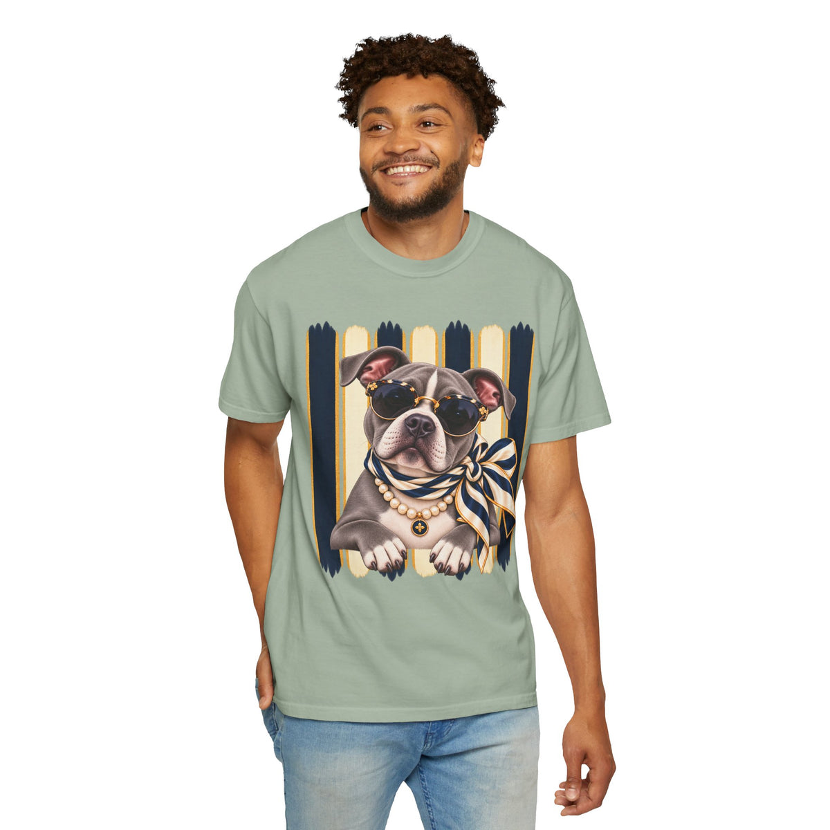 Pitbull Mom Shirt, Blue Gray Pit Bull Comfort Colors Tee, Chic Dog Lover Gift, Boutique Pet Graphic T-Shirt, Artsy Pet Lovers Collection