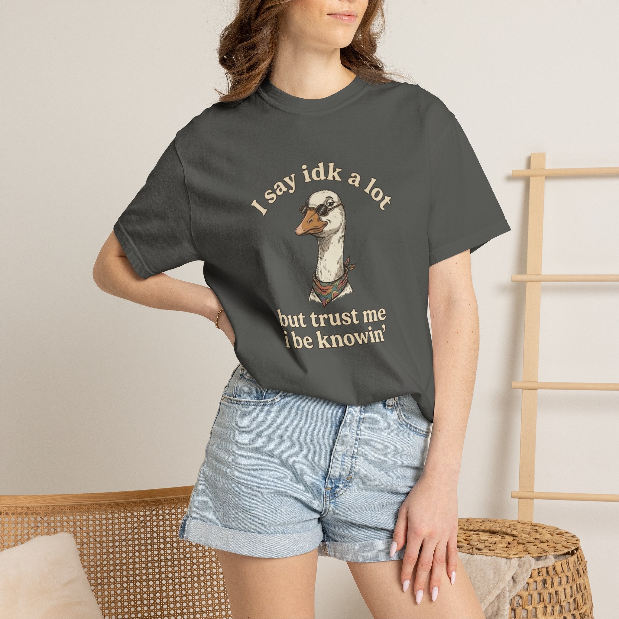 Funny Goose T Shirt Say Idk a Lot But Trust Me I Be knowin Graphic Tee