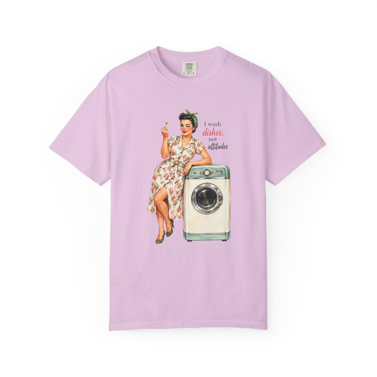 Vintage Pin Up Laundry T Shirt I Wash Dishes Not Attitudes Retro Tee