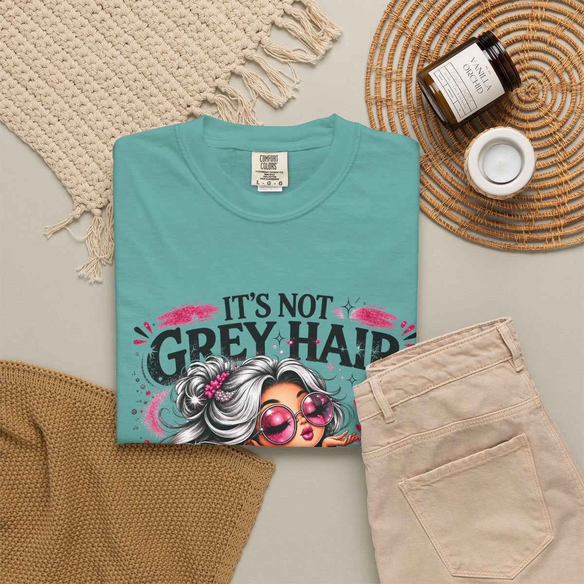 T-Shirt Its Not Grey Hair Its Wisdom Glitter Graphic Tee