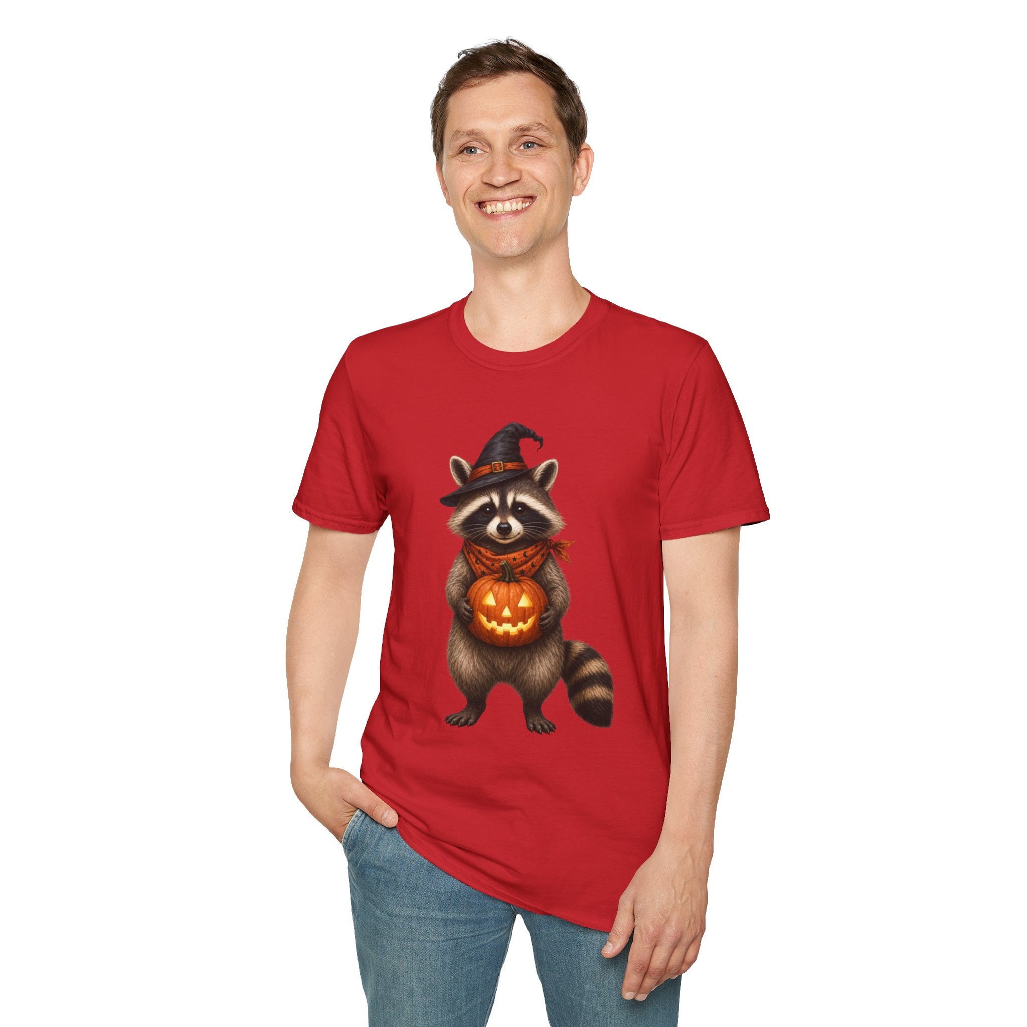 Raccoon Witch Halloween T Shirt Cute Pumpkin Trick-or-Treat Tee