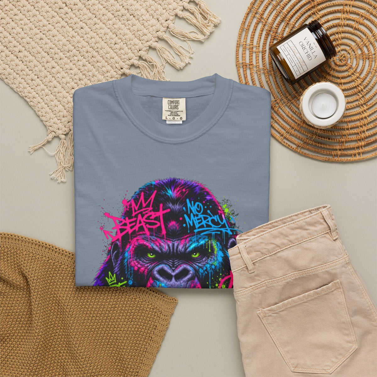 Gorilla Graffiti T Shirt Neon Street Art Ape Design