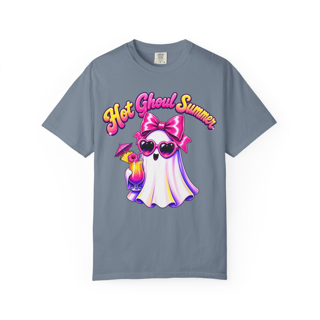 Hot Ghoul Summer T Shirt Cute Retro Ghost Tee with Sunglasses and Cocktail