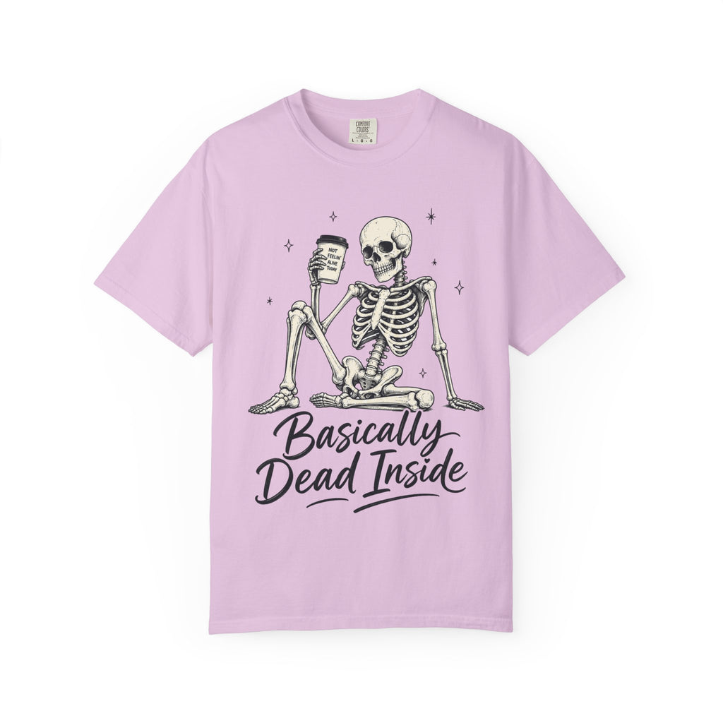 T Shirt Basically Dead Inside Skeleton Coffee Graphic Tee
