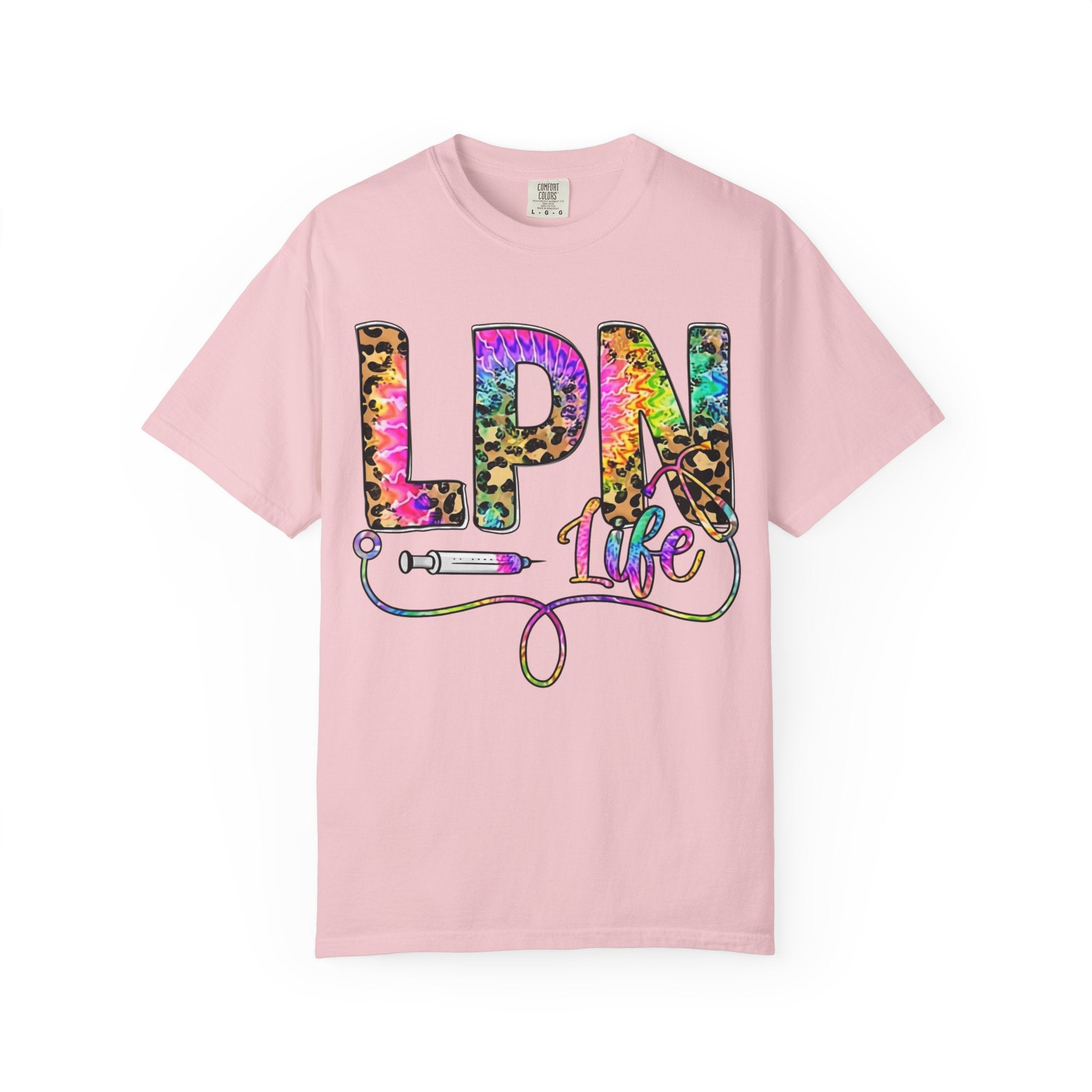 LPN Life T Shirt Colorful Leopard Stethoscope Nursing Tee