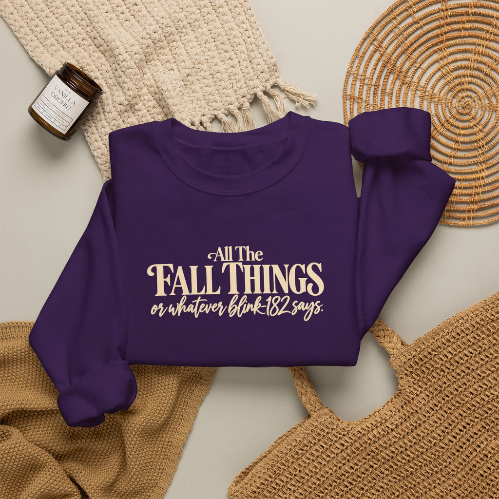 Crewneck Sweatshirt All the Fall Things Minimal Cream Script Inspirational Pullover