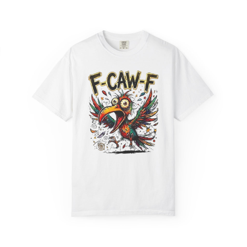 F-CAW-F Cartoon Parrot T-Shirt Colorful Tropical Bird Graphic Tee