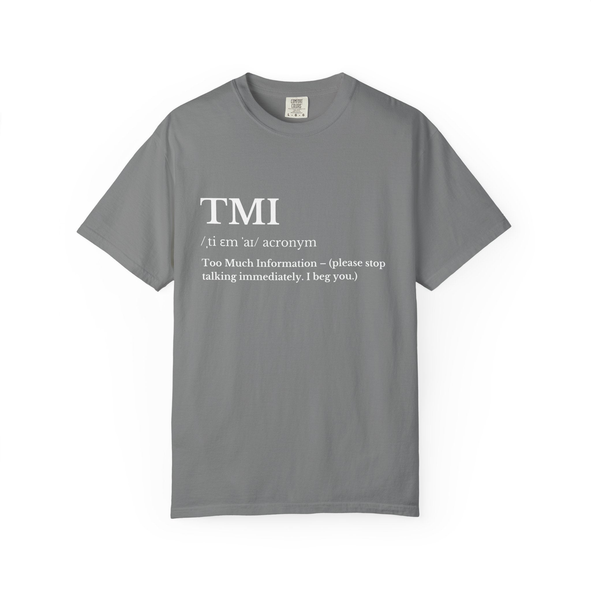 T Shirt TMI Definition Graphic Tee Too Much Information, Funny Introvert Shirt