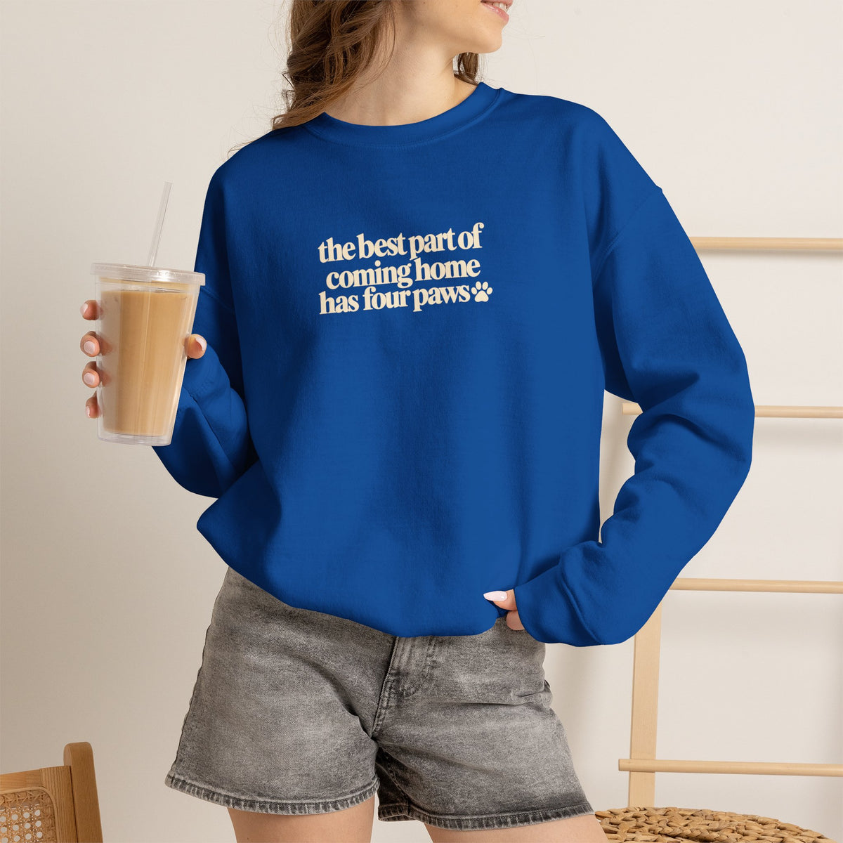 Dog Mom Sweatshirt, The Best Part of Coming Home Has Four Paws, Minimalist Dog Lover, Cute Pet Mom Gift, Christmas Gift for Dog Lovers