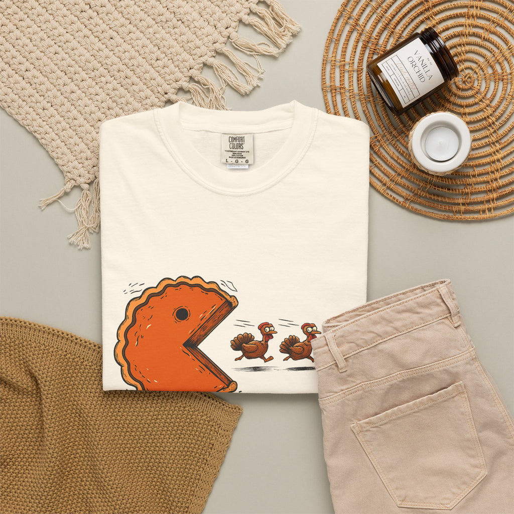 Tee Shirt Thanksgiving Pumpkin Pie Eating Turkey Friends Funny Graphic Tee