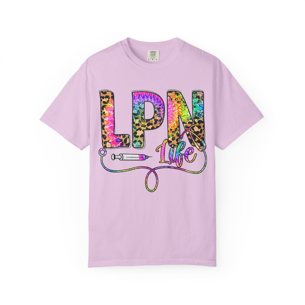 LPN Life T Shirt Colorful Leopard Stethoscope Nursing Tee