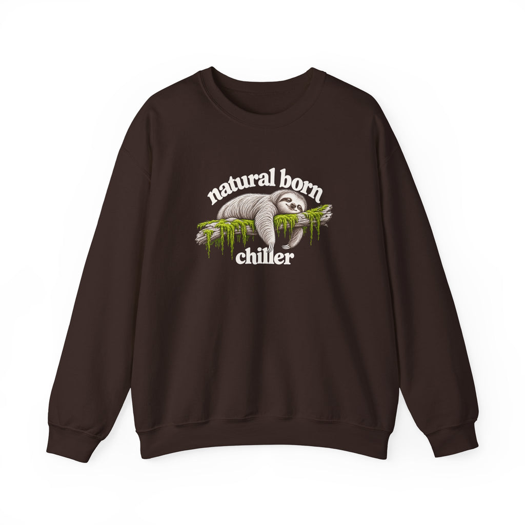 Natural Born Chiller Sloth Sweatshirt, Funny Sloth Crewneck, Cute Animal Sweater, Cozy Introvert Gift, Vintage Sloth Lover Shirt