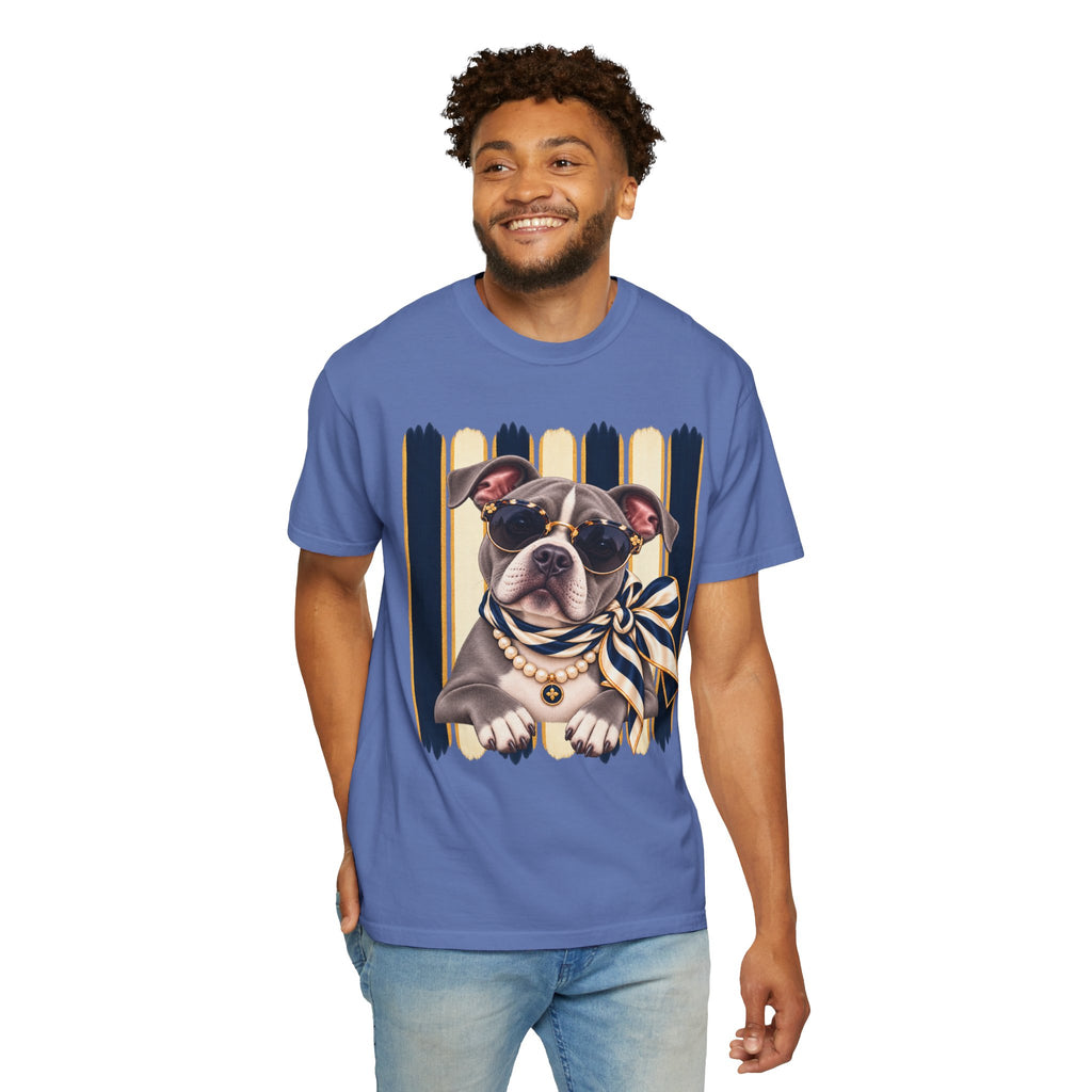 Pitbull Mom Shirt, Blue Gray Pit Bull Comfort Colors Tee, Chic Dog Lover Gift, Boutique Pet Graphic T-Shirt, Artsy Pet Lovers Collection