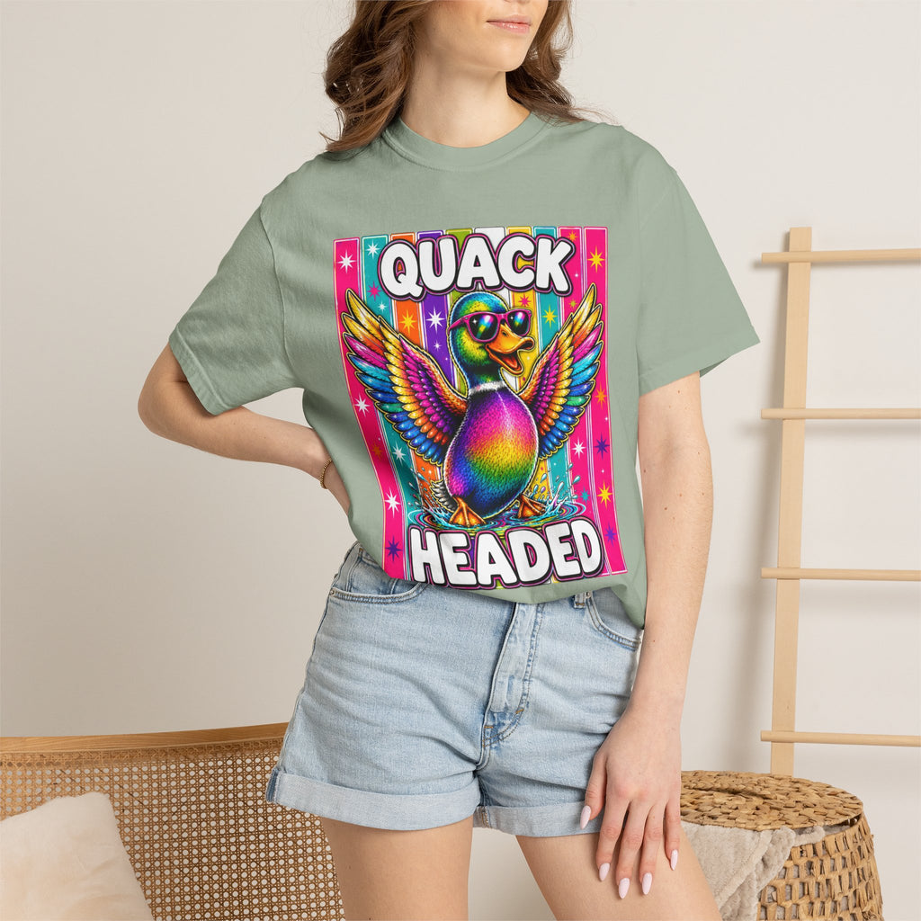 Quack Headed Duck T Shirt Vibrant Retro Rainbow Duck Graphic Tee