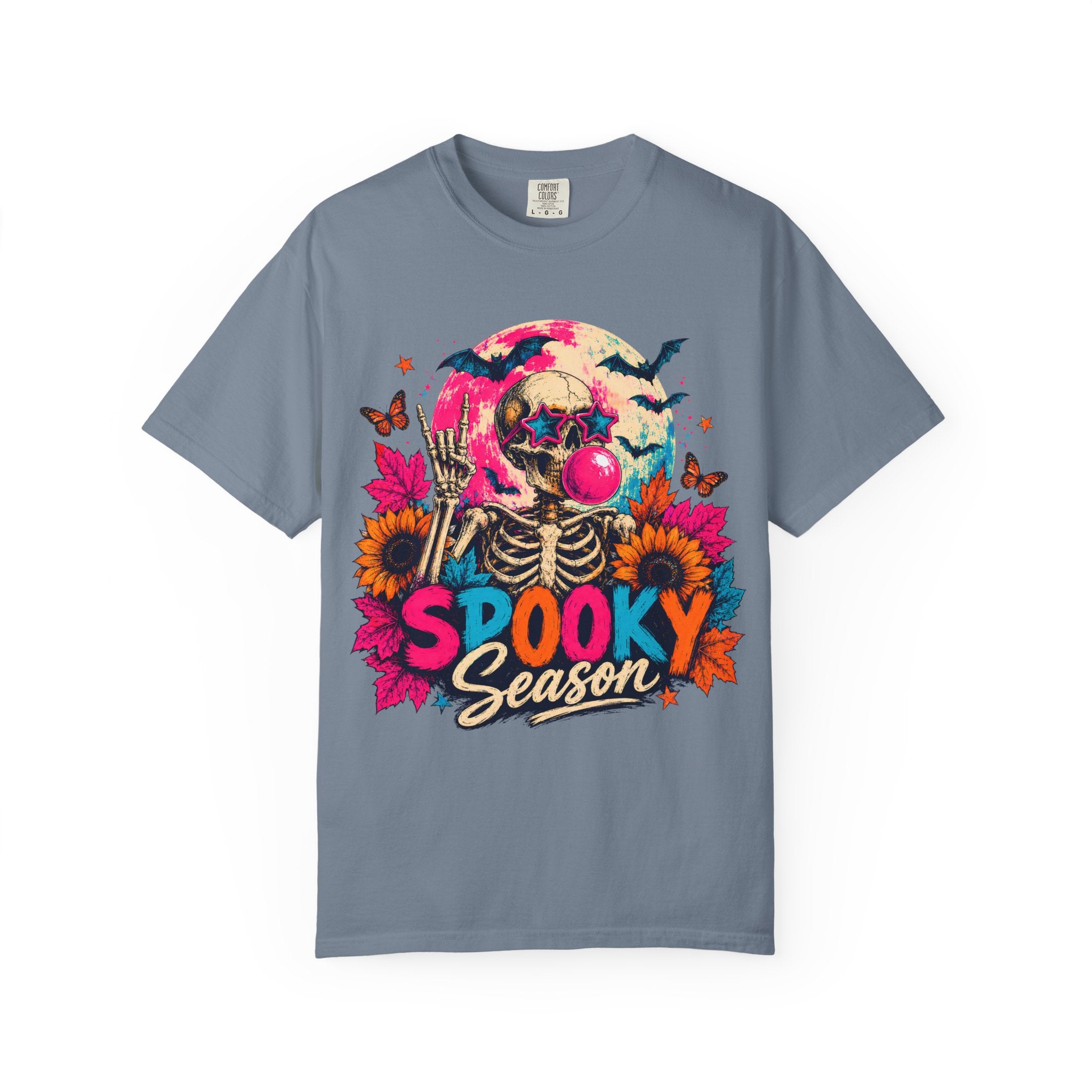 Spooky Season Skull T Shirt Colorful Halloween Skeleton Graphic Tee