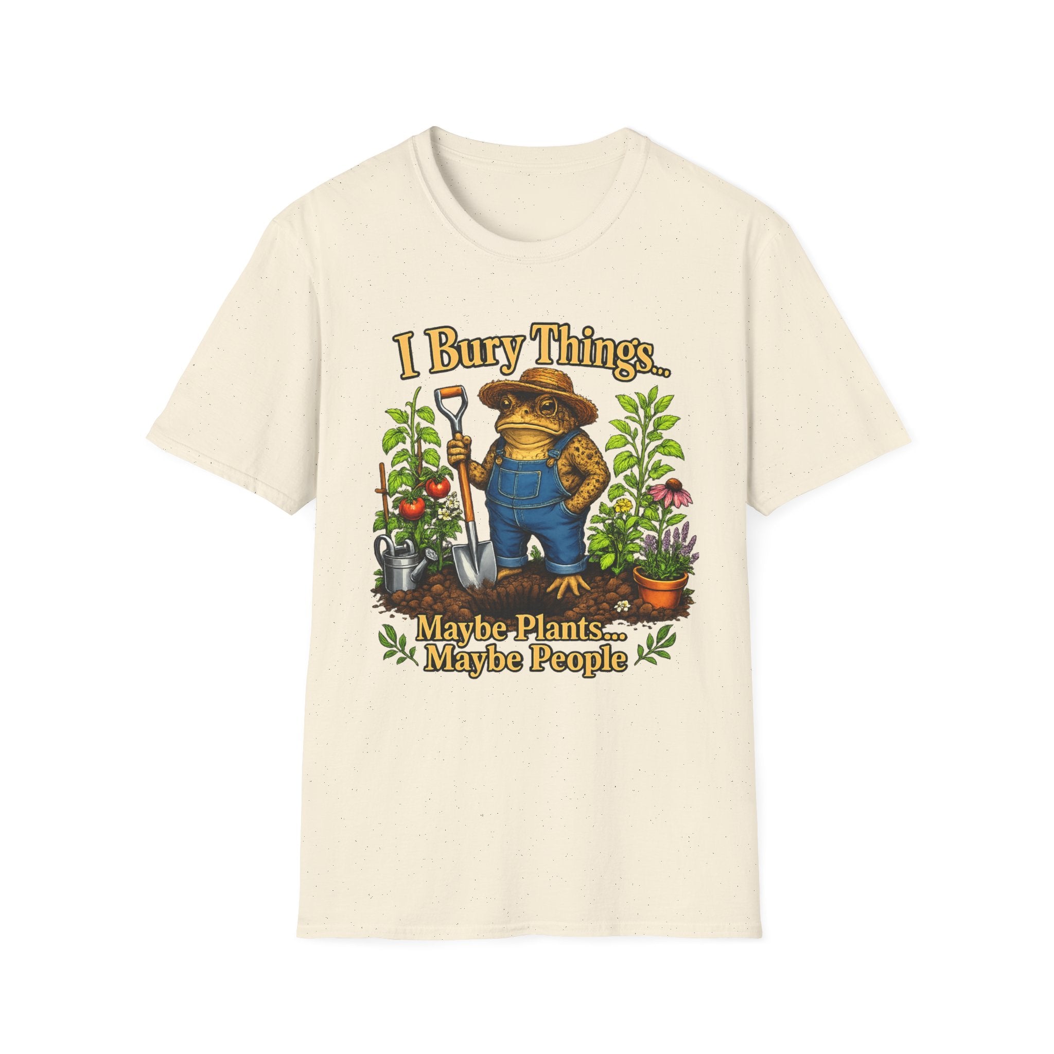 Garden T-Shirt — "I Bury Things" Frog Gardener Tee (Maybe Plants, Maybe People)