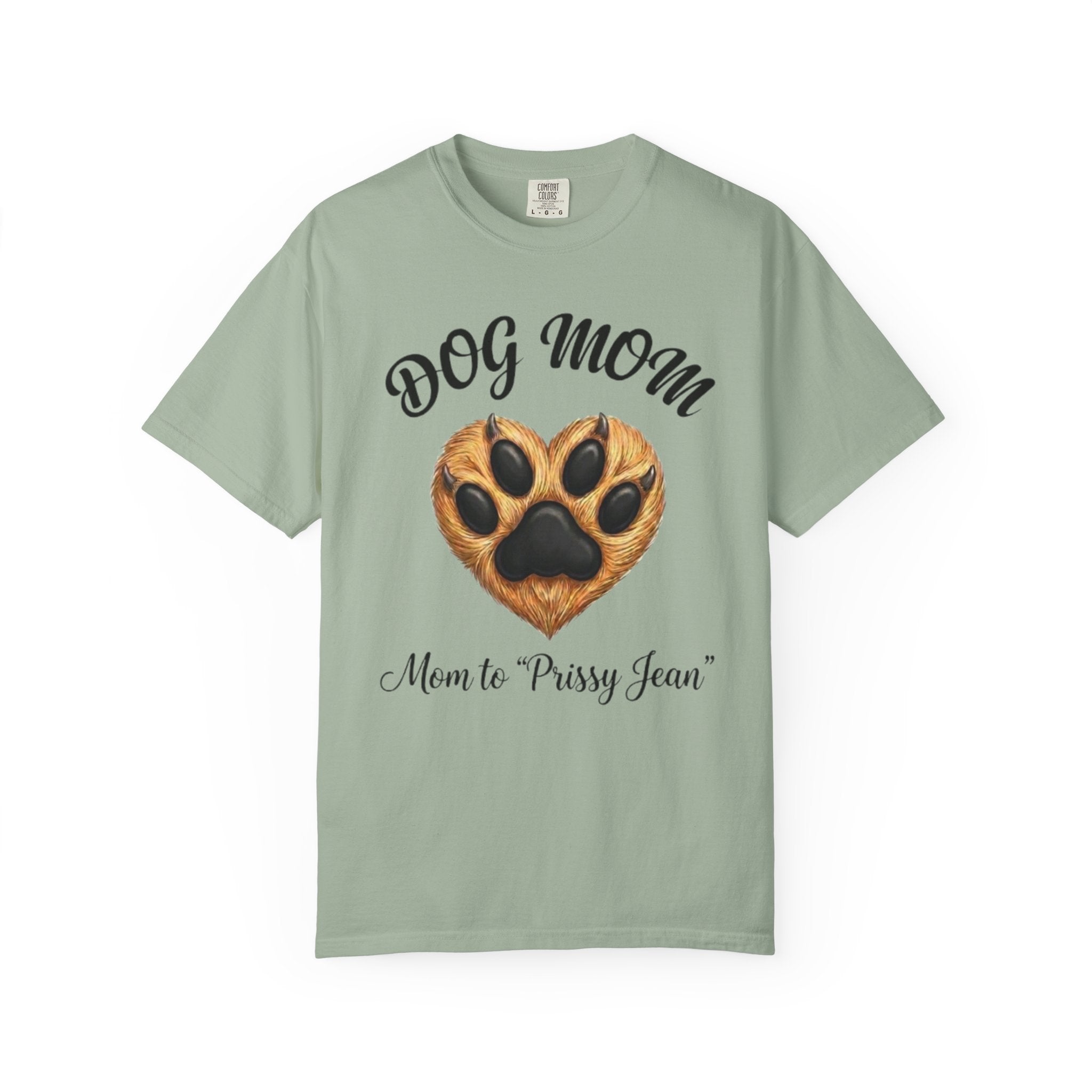 Dog Mom T-Shirt Heart Paw Print Mom to your DOGS name Pet Lover Tee