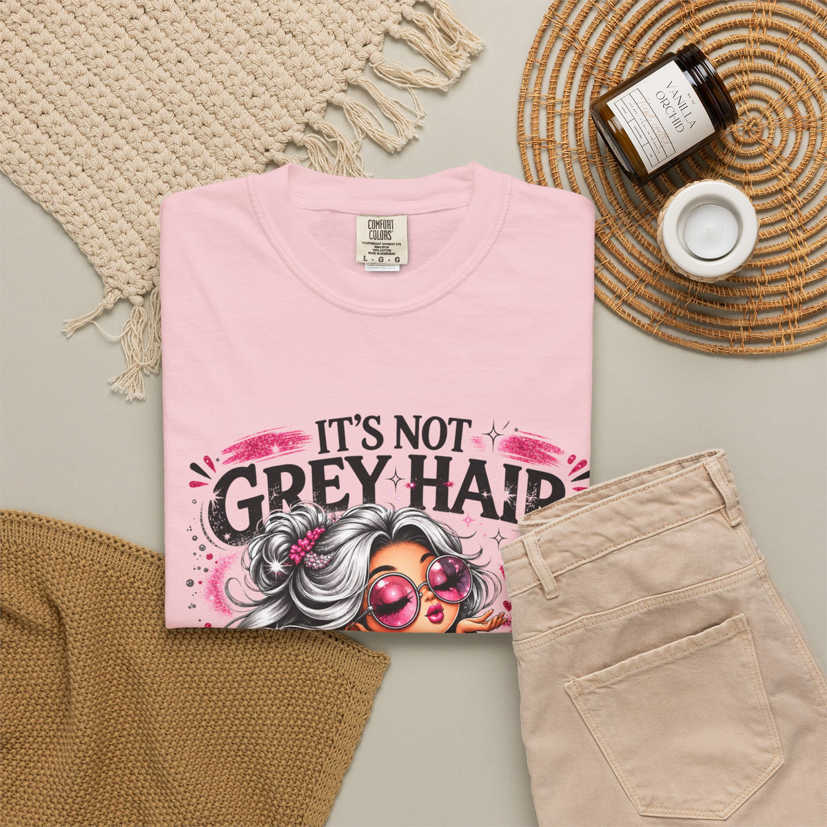 T-Shirt Its Not Grey Hair Its Wisdom Glitter Graphic Tee