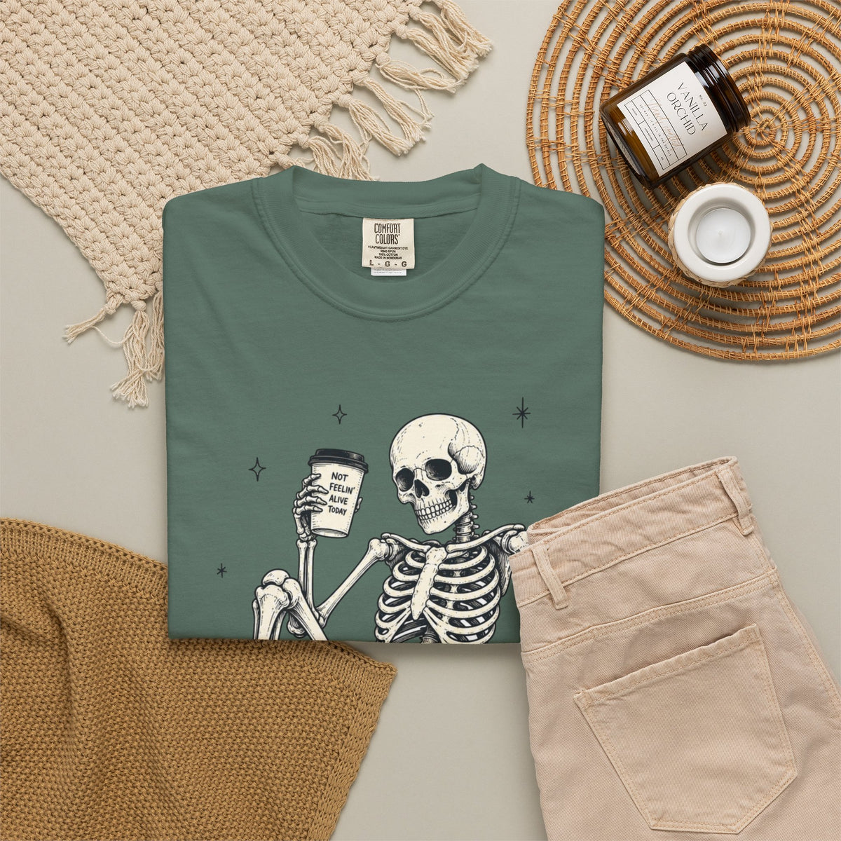 T Shirt Basically Dead Inside Skeleton Coffee Graphic Tee