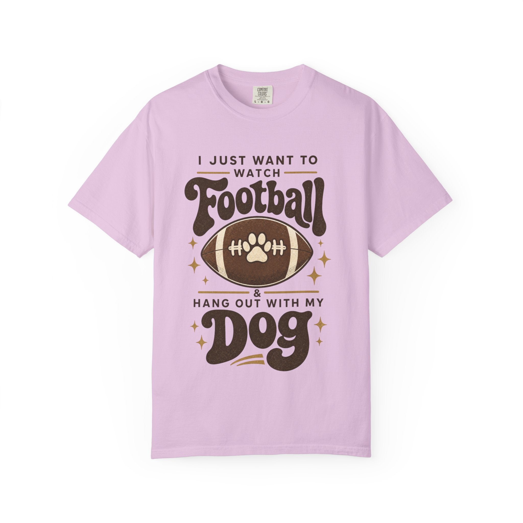 Football and Dog T Shirt I Just Want to Watch Football and Hang Out With My Dog Graphic Tee
